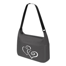 Load image into Gallery viewer, Ti Amo I love you - Exclusive Brand - Basalt Gray - Double White Heart - Journey Computer Shoulder Bag
