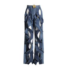 Load image into Gallery viewer, Womens Twisted Wide Leg Summer High Waist Straight Loose Slimming Design Trousers Jeans
