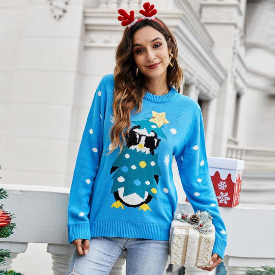 Womens - Christmas Long Sleeve Round Neck Pullover Shirt Christmas - Sizes S-XL