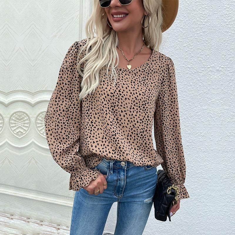 Womens / Teen Girls -Animal Print -  Long Sleeved Round Neck Pullover Shirt