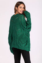 Load image into Gallery viewer, Womens - V neck Long Sleeve Hollow Out Cutout Loose  Knit Sweater
