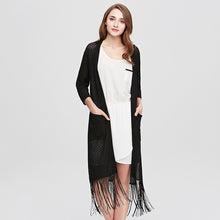 Load image into Gallery viewer, Womens - Knit Slim Fit Seven Point Sleeve Tassel Thin Cardigan Jacket
