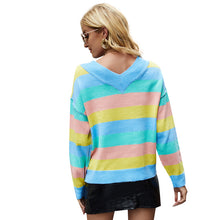 Load image into Gallery viewer, Womens / Teen Girls - Contrast Color V-neck Pullover Sweater
