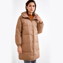 Load image into Gallery viewer, Womens Zipper Outdoor Thick Medium Length Hooded Down Jacket
