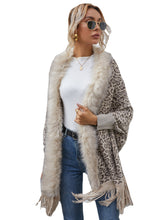 Load image into Gallery viewer, Womens Leopard Sweater Autumn / Winter Wool Collar Cardigan Shawl Knitted Coat
