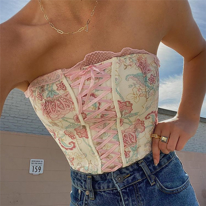 Women's Slim Fit Printed Bandage Vest