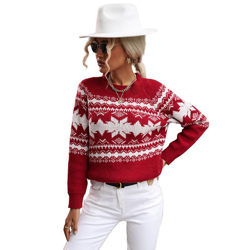 Womens - Christmas - Long Sleeved Round Neck Pullover Sweater - Sizes S-L