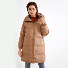 Load image into Gallery viewer, Womens Zipper Outdoor Thick Medium Length Hooded Down Jacket
