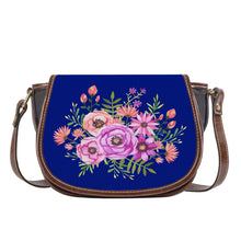 Load image into Gallery viewer, Ti Amo I love you - Exclusive Brand - Dark Imperial Blue - Floral Bouquet - Saddle Bag
