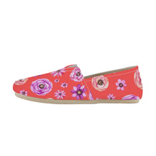 Load image into Gallery viewer, Ti Amo I love you - Exclusive Brand  - Florescent Red withFlowers - Fluorescent Red with Flowers - Womens Casual Flats -  Ladies Driving Shoes
