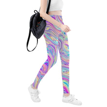 Load image into Gallery viewer, Ti Amo I love you - Exclusive Brand - Pastel Multicolor Swirl - Womens / Teen Girls / Womens Plus Size - Yoga Leggings - Sizes XS-3XL
