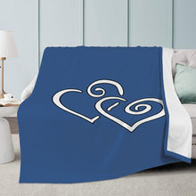 Load image into Gallery viewer, Ti Amo I love you - Exclusive Brand  - Chambray 2 - Double White Heart - Micro Fleece Blankets
