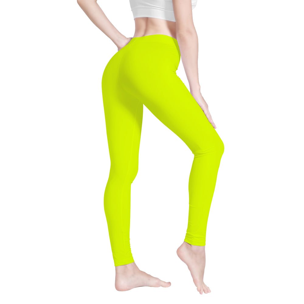 Ti Amo I love you - Exclusive Brand  - Chartreuse 2 -  White Daisy -  Yoga Leggings