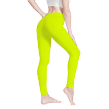 Load image into Gallery viewer, Ti Amo I love you - Exclusive Brand  - Chartreuse 2 -  White Daisy -  Yoga Leggings
