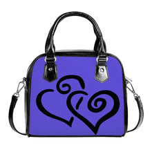 Load image into Gallery viewer, Ti Amo I love you - Exclusive Brand - Majorelle Blue - Double Black Heart -  Shoulder Handbag
