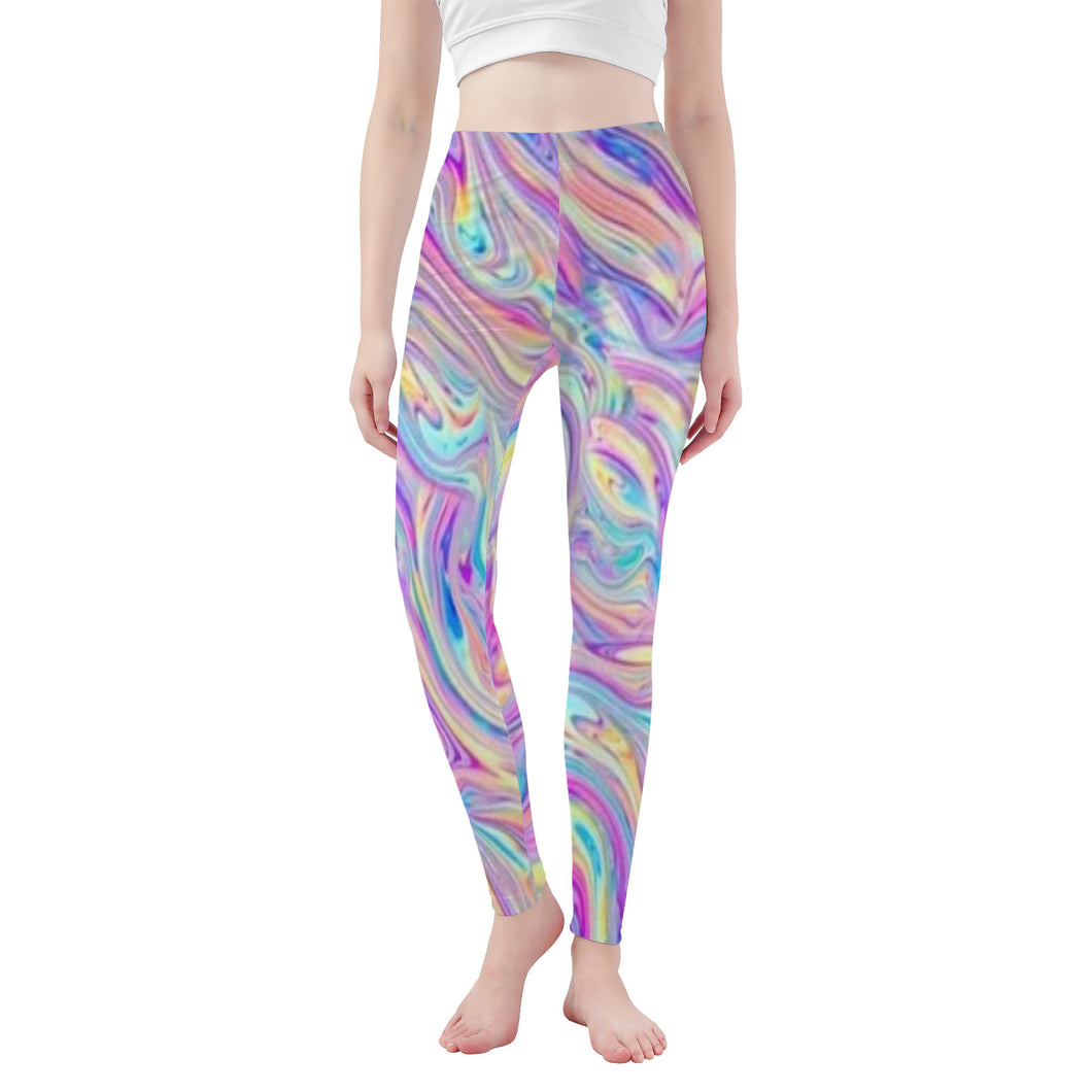 Ti Amo I love you - Exclusive Brand - Pastel Multicolor Swirl - Womens / Teen Girls / Womens Plus Size - Yoga Leggings - Sizes XS-3XL