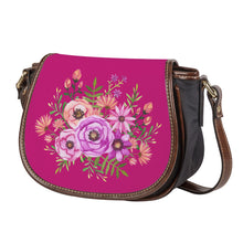 Load image into Gallery viewer, Ti Amo I love you - Exclusive Brand - Red Violet 2 -  Floral Bouquet - Saddle Bag
