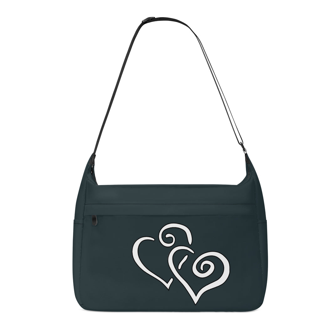 Ti Amo I love you - Exclusive Brand - Black Blue - Double White Heart - Journey Computer Shoulder Bag