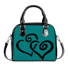 Load image into Gallery viewer, Ti Amo I love you - Exclusive Brand - Dark Teal - Double Black Heart -  Shoulder Handbag
