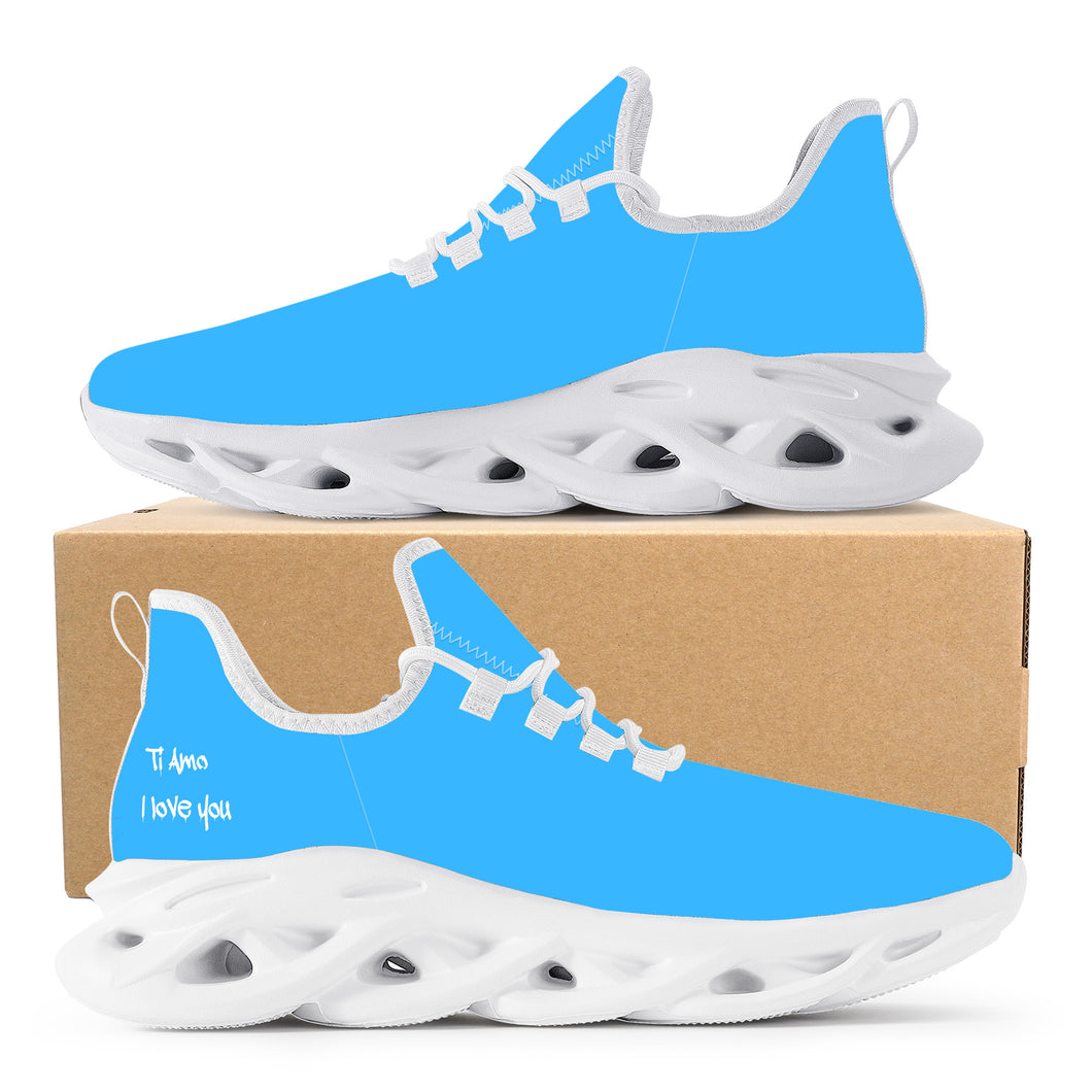 Ti Amo I love you - Exclusive Brand  - Medium Cyan Blue - Mens / Womens - Flex Control Sneakers- White Soles