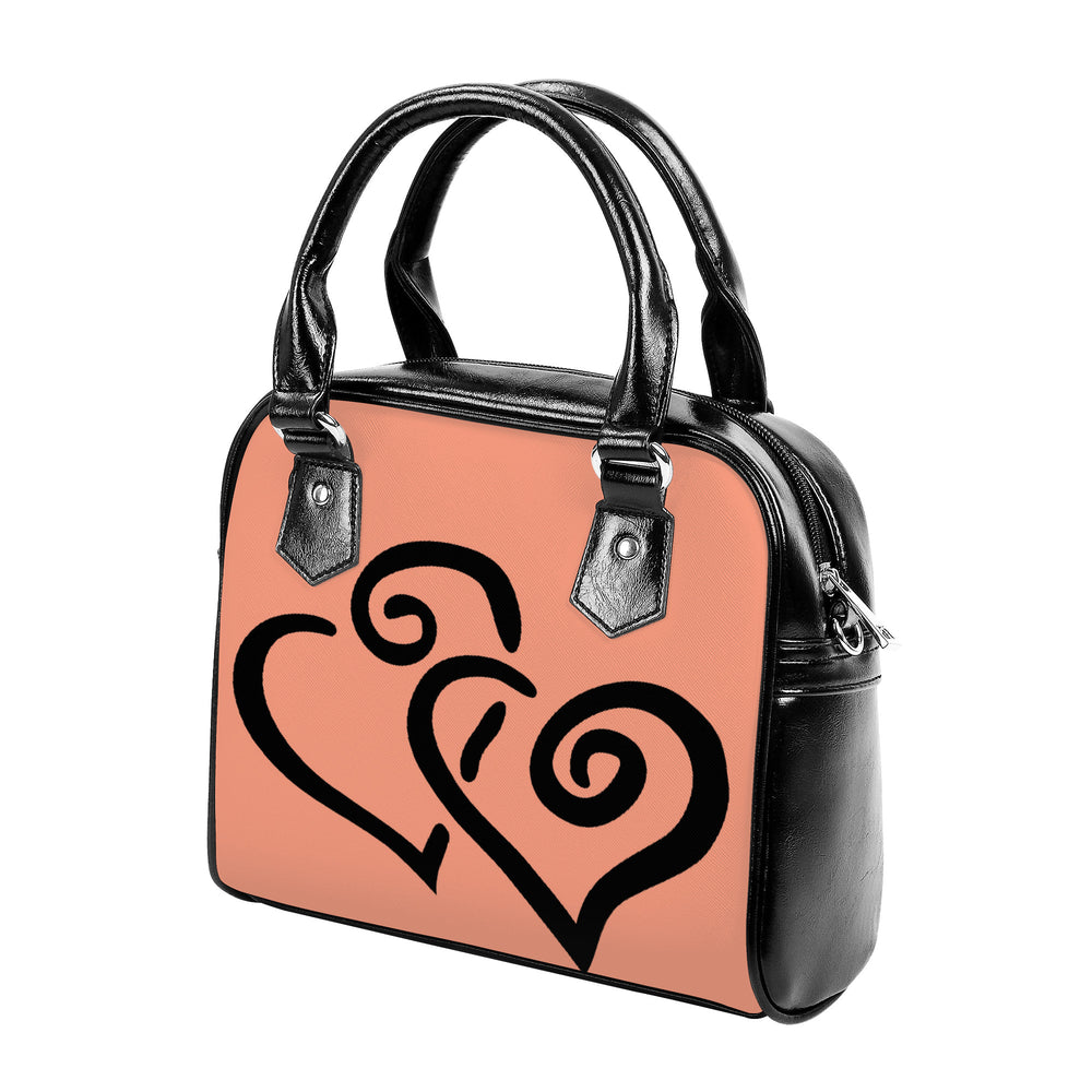 Ti Amo I love you - Exclusive Brand - Dark Salmon - Double Black Heart -  Shoulder Handbag