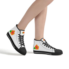 Load image into Gallery viewer, Ti Amo I love you - Exclusive Brand - White -  Hawaiian Flower - High-Top Canvas Shoes - Black Soles
