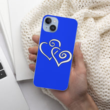 Load image into Gallery viewer, Ti Amo I love you - Exclusive Brand - Blue Blue Eyes - Double White Heart - iPhone 14 Transparent Acrylic Case (2 cameras)
