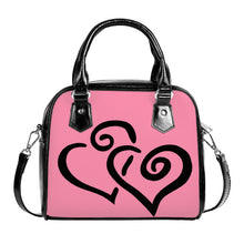 Load image into Gallery viewer, Ti Amo I love you - Exclusive Brand - Drunk-Tank Pink - Double Black Heart -  Shoulder Handbag
