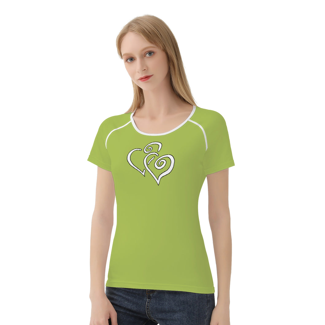 TI Amo I love you - Exclusive Brand - Celery - Double White Heart - Women's T shirt