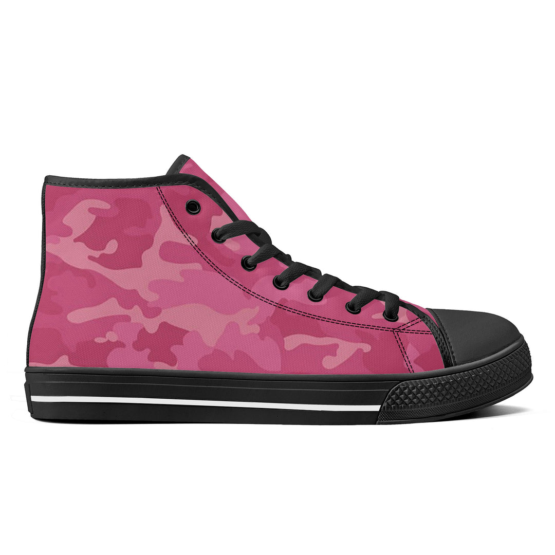 Ti Amo I love you - Exclusive Brand - Pink/ Hot Pink Camouflage - High-Top Canvas Shoes - Black