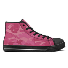 Load image into Gallery viewer, Ti Amo I love you - Exclusive Brand - Pink/ Hot Pink Camouflage - High-Top Canvas Shoes - Black
