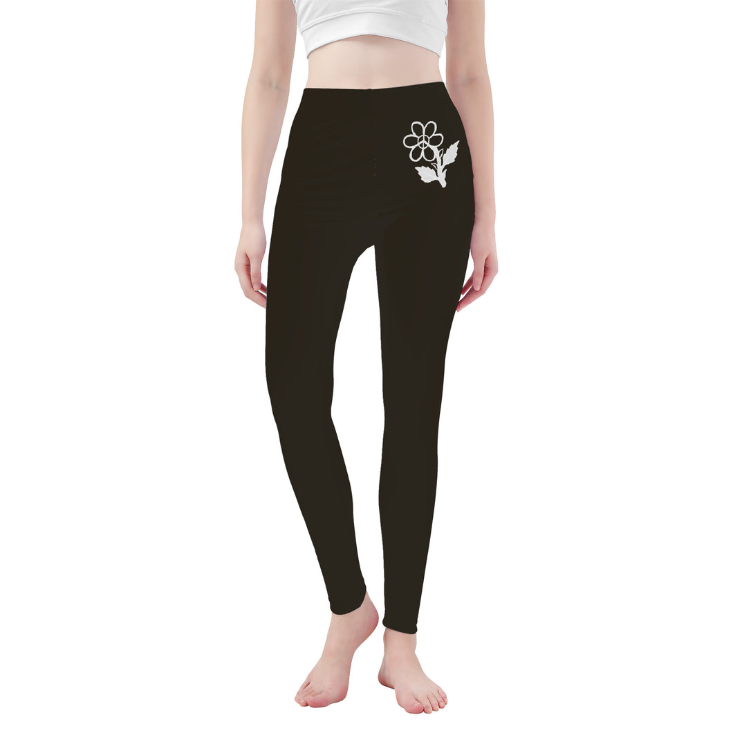 Ti Amo I love you - Exclusive Brand  - Zeus - White Daisy -  Yoga Leggings