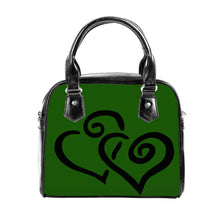 Load image into Gallery viewer, Ti Amo I love you - Exclusive Brand - Lincoln Green - Double Black Heart -  Shoulder Handbag
