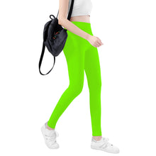 Load image into Gallery viewer, Ti Amo I love you - Exclusive Brand - Chartreuse (Lawn Green)-  White Daisy -  Yoga Leggings
