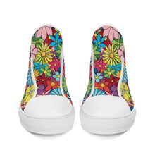 Load image into Gallery viewer, Ti Amo I love you - Exclusive Brand - Colorful Flowers - High-Top Canvas Shoes - White Soles
