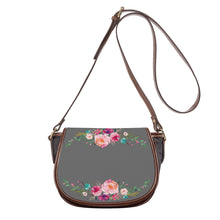 Load image into Gallery viewer, Ti Amo I love you - Exclusive Brand  - Dove Gray - Pink Floral -  Saddle Bag
