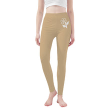 Load image into Gallery viewer, Ti Amo I love you - Exclusive Brand  - Tan -  White Daisy -  Yoga Leggings
