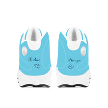 Load image into Gallery viewer, Ti Amo I love you - Exclusive Brand  - Aquamarine Blue - Mens / Womens - Unisex  Basketball Shoes - White Laces
