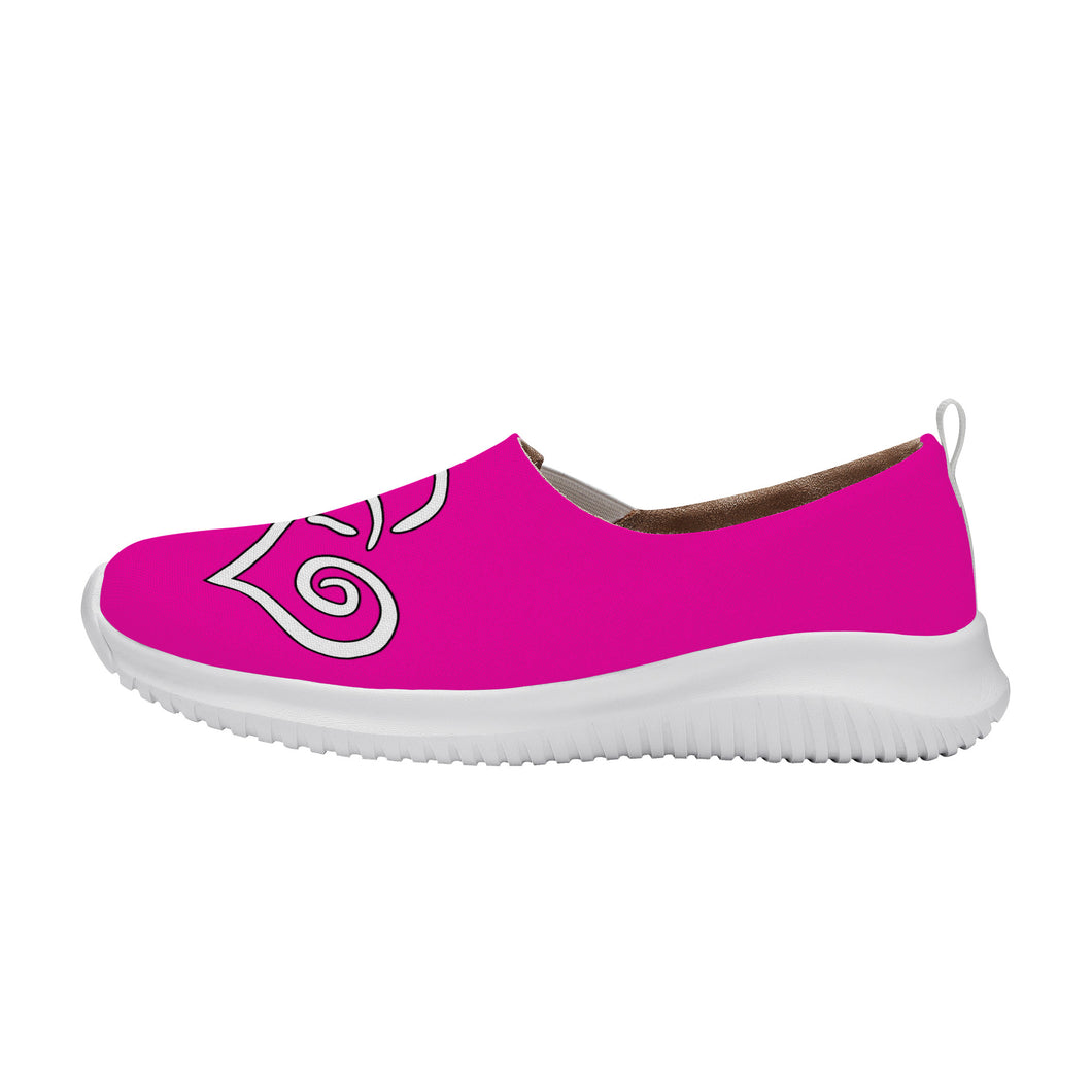 Ti Amo I love you - Exclusive Brand  - Hollywood Cerise - Double White Heart - Women's Casual Slip On Shoe