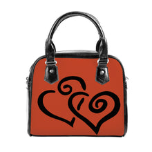 Load image into Gallery viewer, Ti Amo I love you - Exclusive Brand - Luminous Orange - Double Black Heart -  Shoulder Handbag
