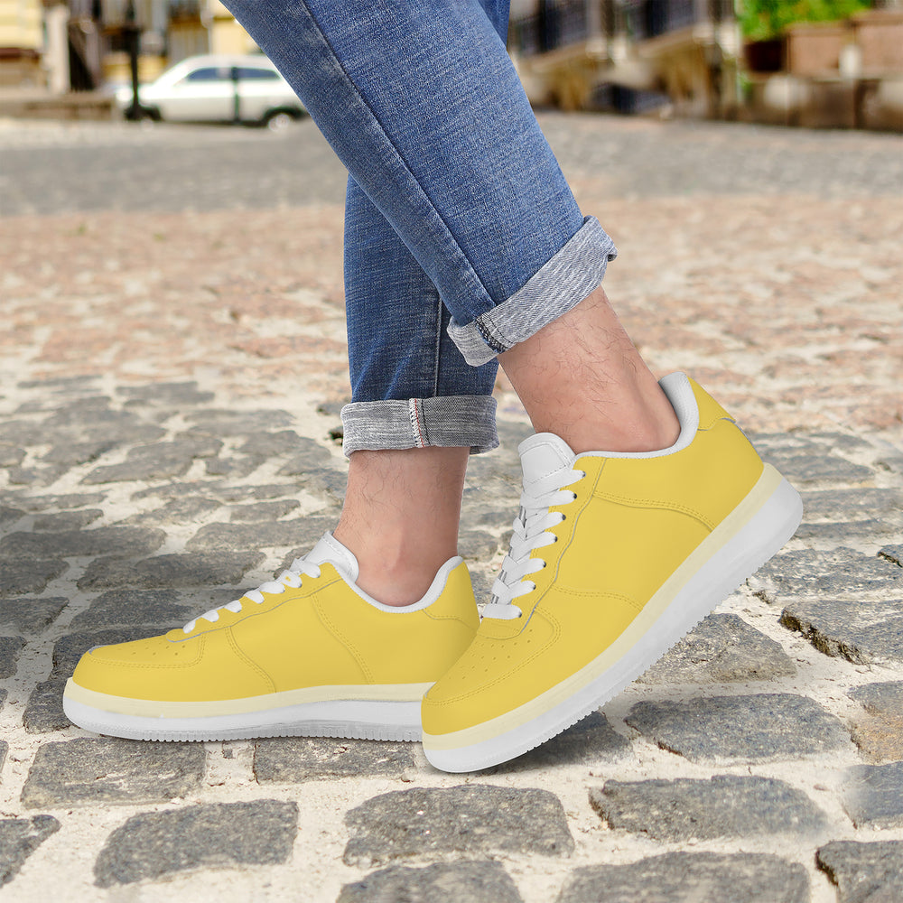 Ti Amo I love you - Exclusive Brand  - Mustard Yellow - Transparent Low Top Air Force Leather Shoes