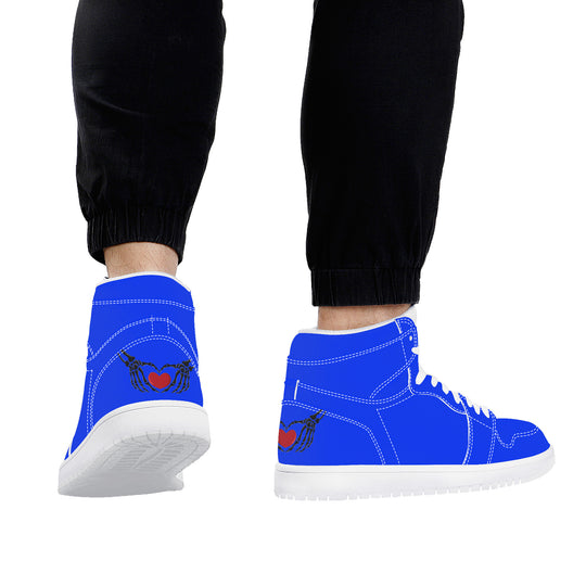 Ti Amo I love you - Exclusive Brand - Blue Blue Eyes - Skeleton Hands with Heart - High Top Synthetic Leather Sneaker