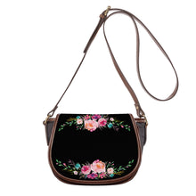 Load image into Gallery viewer, Ti Amo I love you - Exclusive Brand - Black - Front &amp; Top Floral Swag - Saddle Bag
