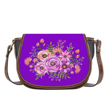 Load image into Gallery viewer, Ti Amo I love you - Exclusive Brand - French Violet - Floral Bouquet - Saddle Bag
