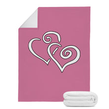 Load image into Gallery viewer, Ti Amo I love you - Exclusive Brand  - Charm - Double White Heart - Micro Fleece Blankets
