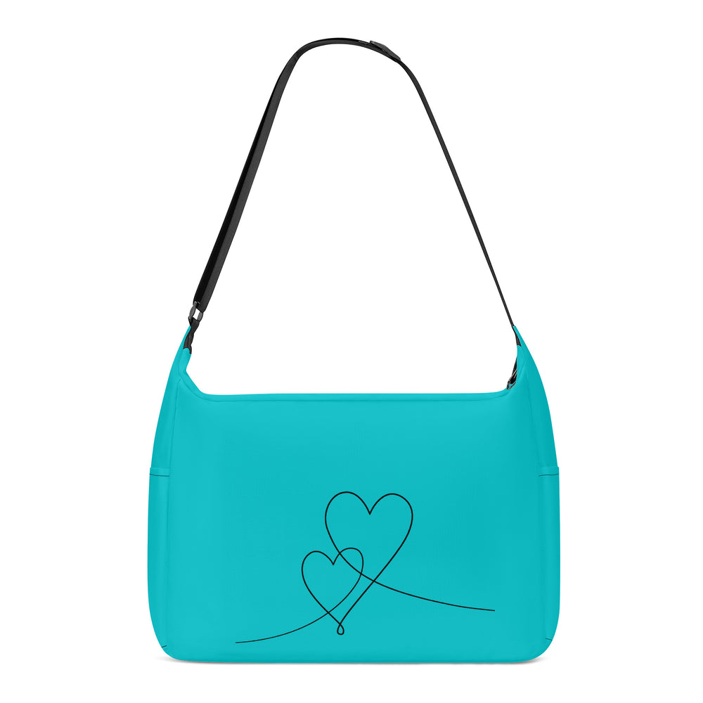 Ti Amo I love you - Exclusive Brand - Vivid Cyan (Robin's Egg Blue) - Double Script Heart - Journey Computer Shoulder Bag