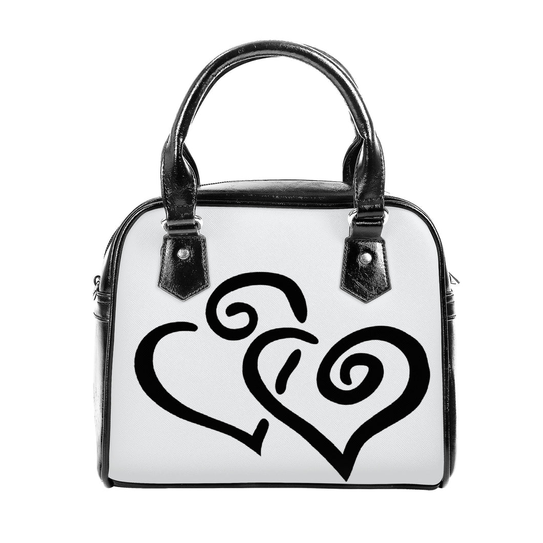 Ti Amo I love you - Exclusive Brand - Anti-Flash White - Double Black Heart -  Shoulder Handbag