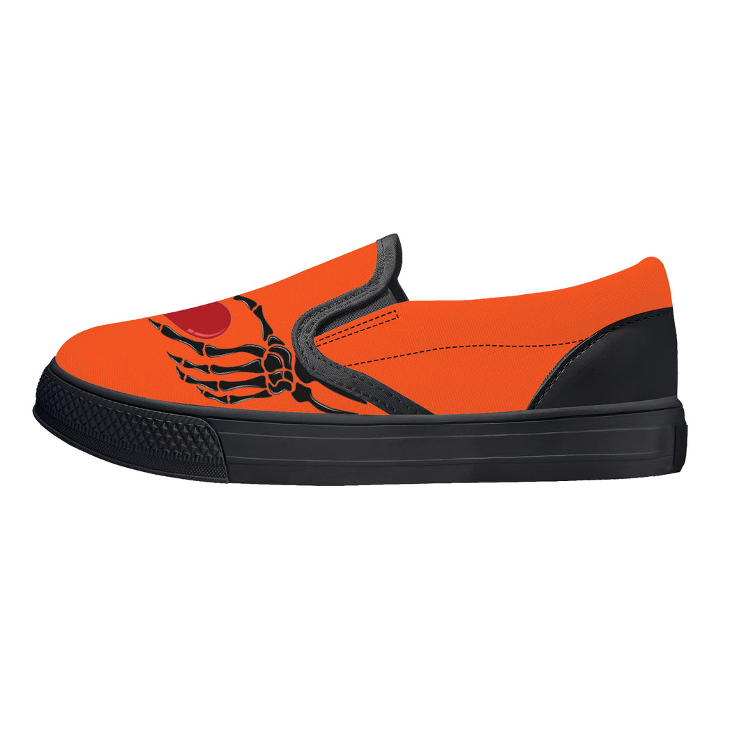 Ti Amo I love you - Exclusive Brand - Orange - Skeleton Hands with Heart - Kids Slip-on shoes - Black Soles