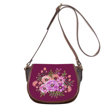 Load image into Gallery viewer, Ti Amo I love you - Exclusive Brand - Pansy Purple - Floral Bouquet - Saddle Bag
