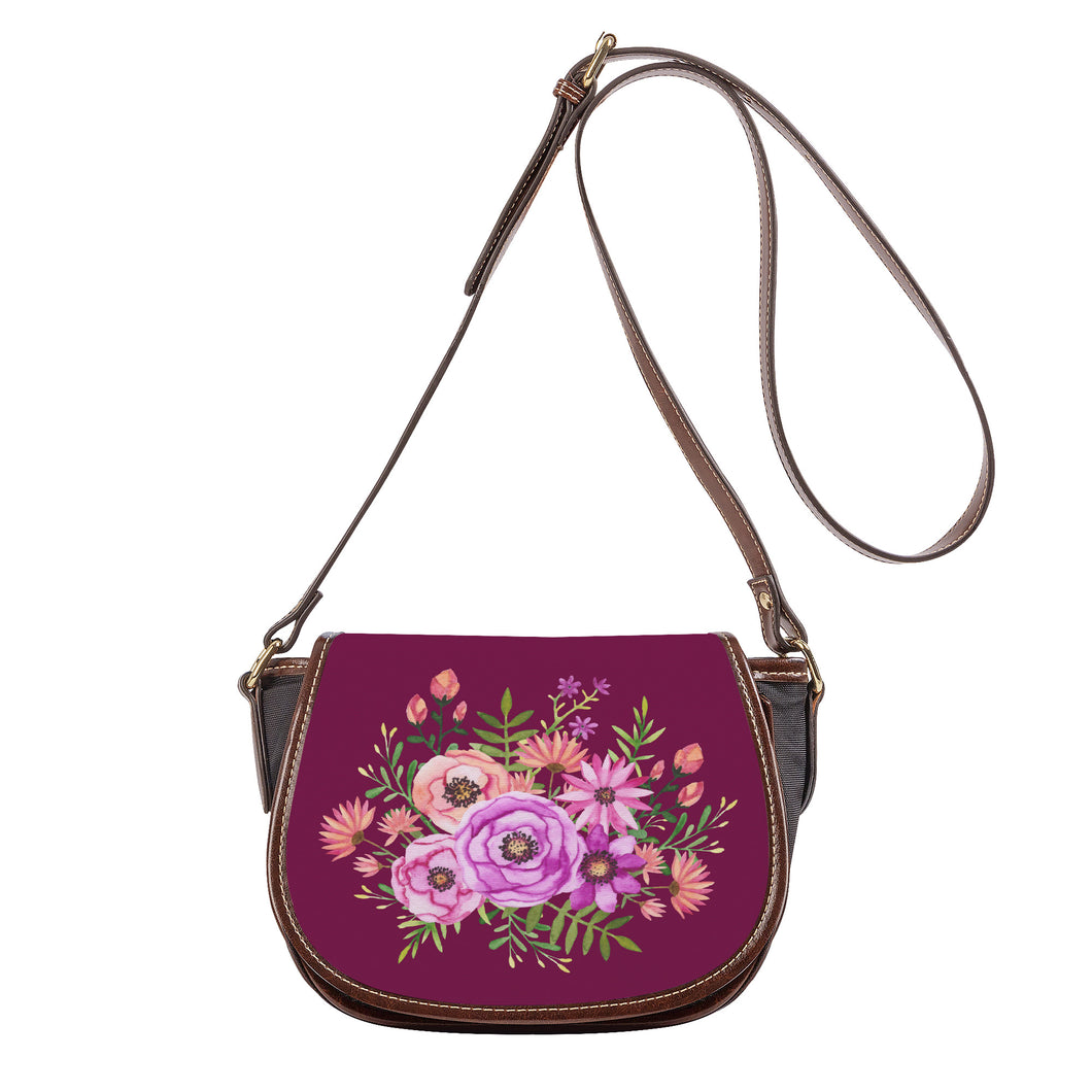 Ti Amo I love you - Exclusive Brand - Pansy Purple - Floral Bouquet - Saddle Bag